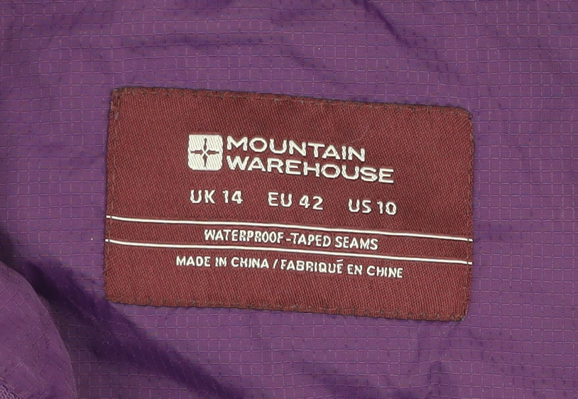 Mountain Warehouse Womens Purple Waterproof Hooded Rain Jacket Size 14