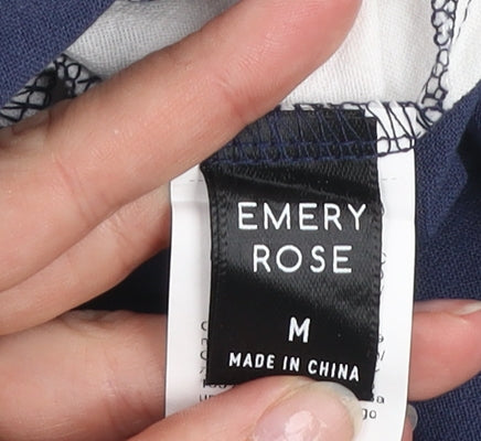 Emery Rose Women's Blue White Colourblock Cotton Sleeveless Tank Top Size M