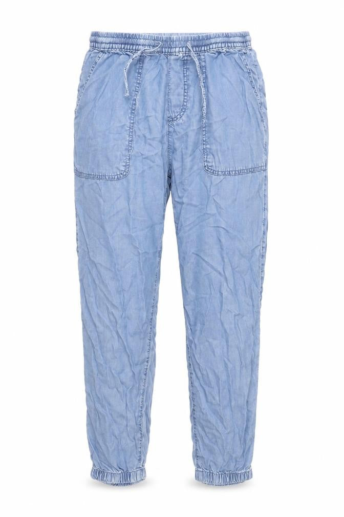 Front view of Dunnes Women Blue Cropped Relaxed Tencel Denim Jeans M
