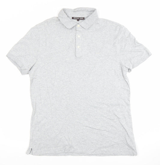Michael Kors Men's Grey Cotton Short Sleeve Polo Shirt Size S