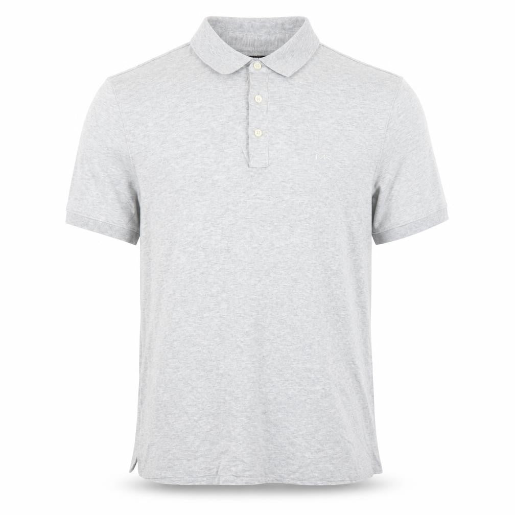 Front view of Michael Kors Men's Grey Cotton Short Sleeve Polo Shirt, size S