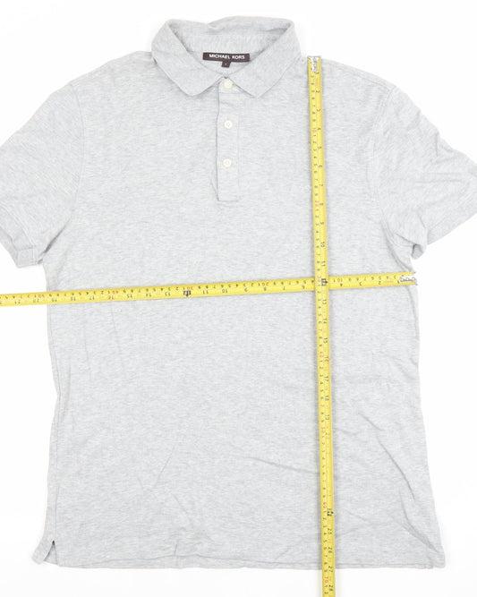Michael Kors Men's Grey Cotton Short Sleeve Polo Shirt Size S