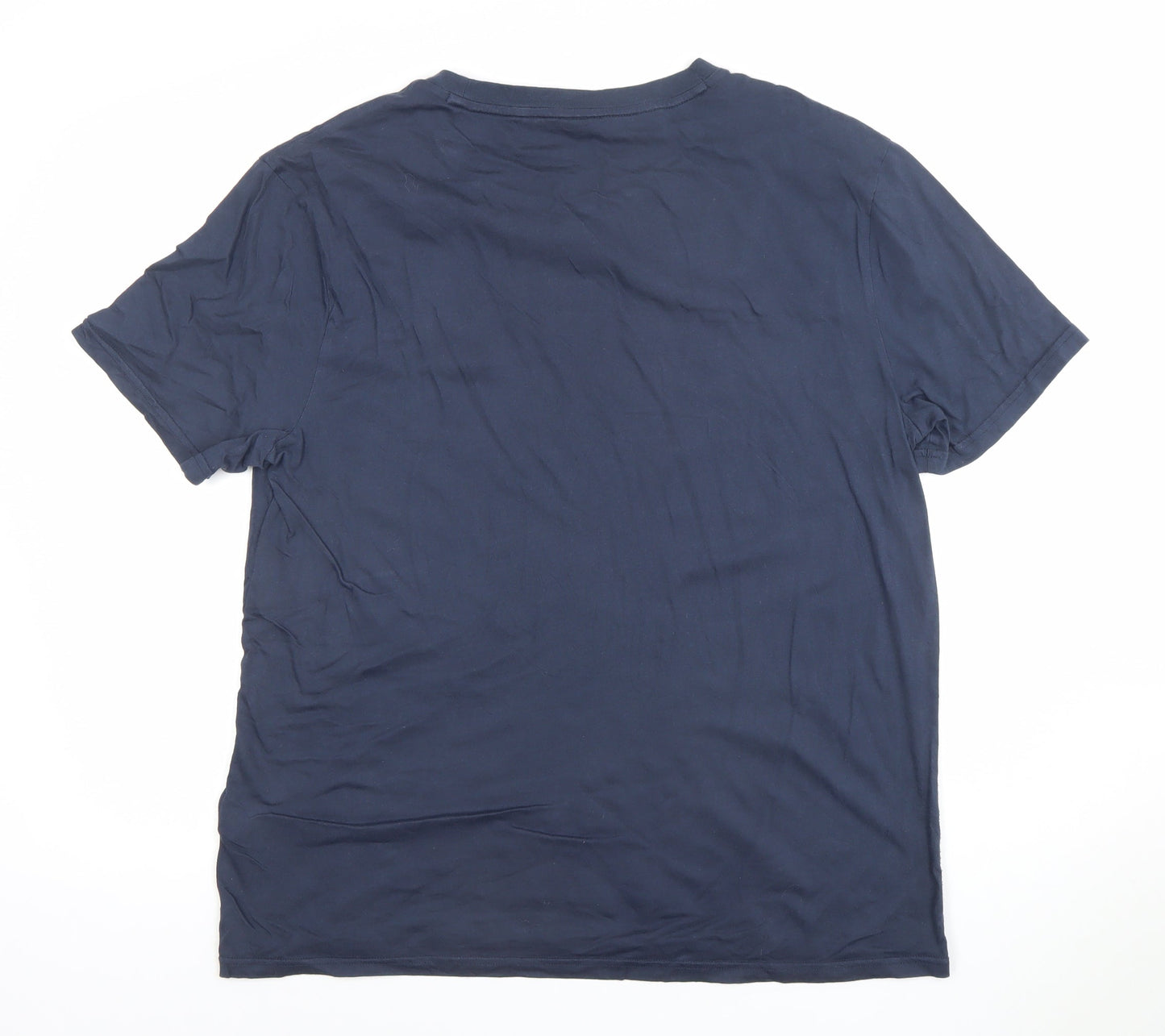 Hugo Boss Men's Blue Organic Cotton Regular Fit Logo T-Shirt XL