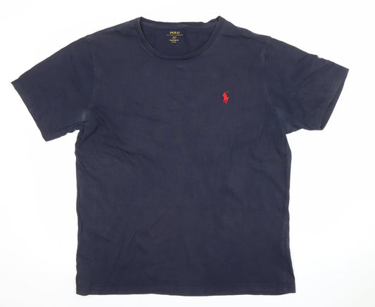 Ralph Lauren Men's Blue XL Custom Fit Crew Neck Cotton T-Shirt