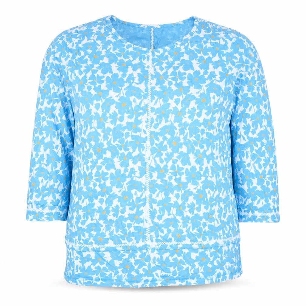 Woolovers Men's Blue Floral 3/4 Sleeve Cotton Modal T-Shirt M