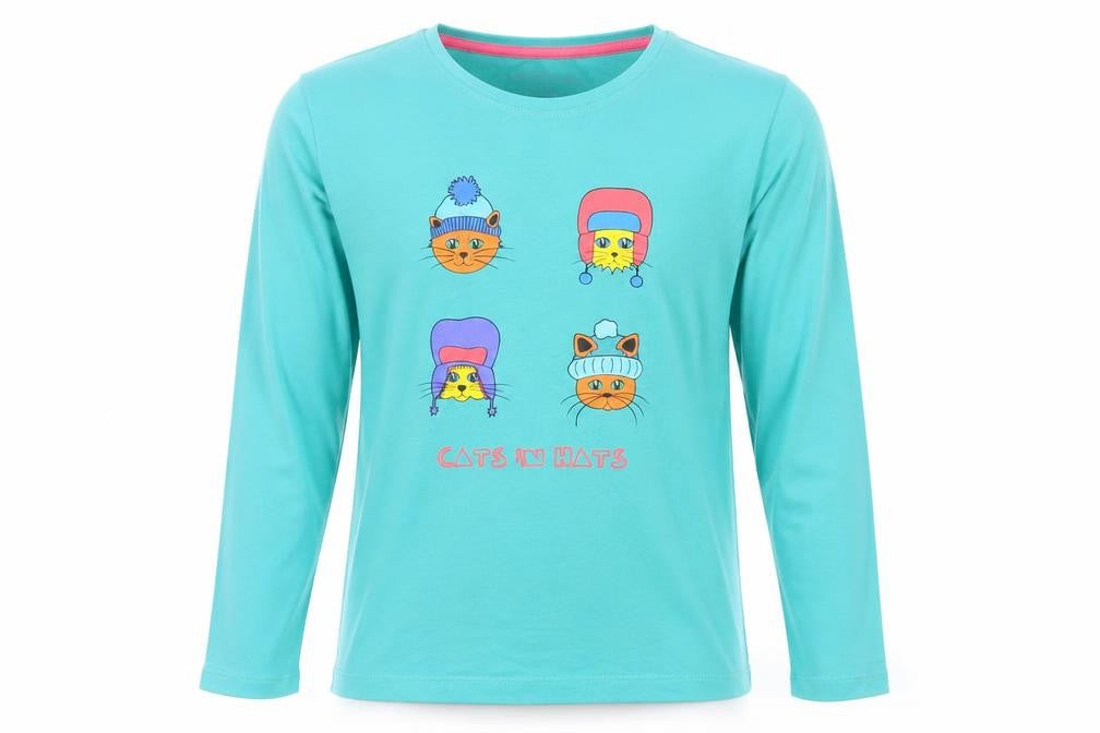Mountain Warehouse Boys Blue Long Sleeve Cats in Hats T-Shirt 11-12 Years
