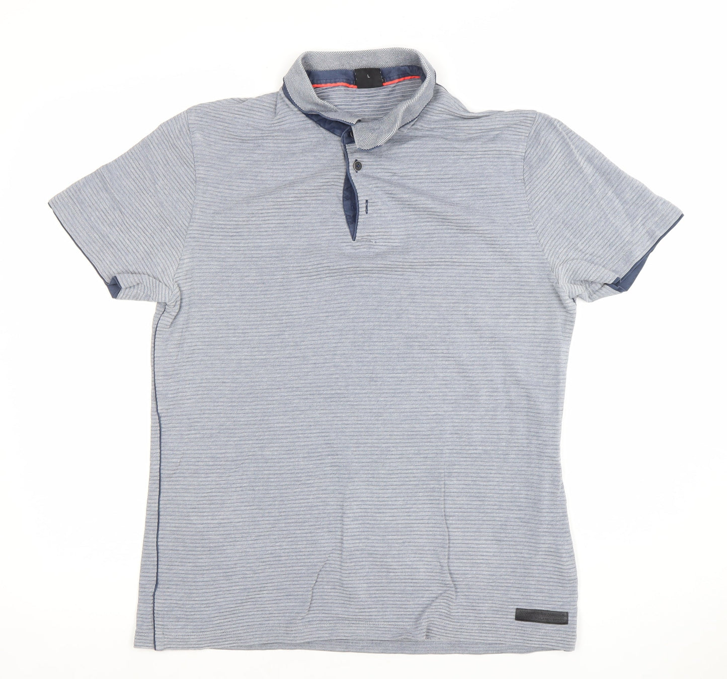 Hugo Boss Men’s Blue Striped Regular Fit Cotton Polo Shirt Size L