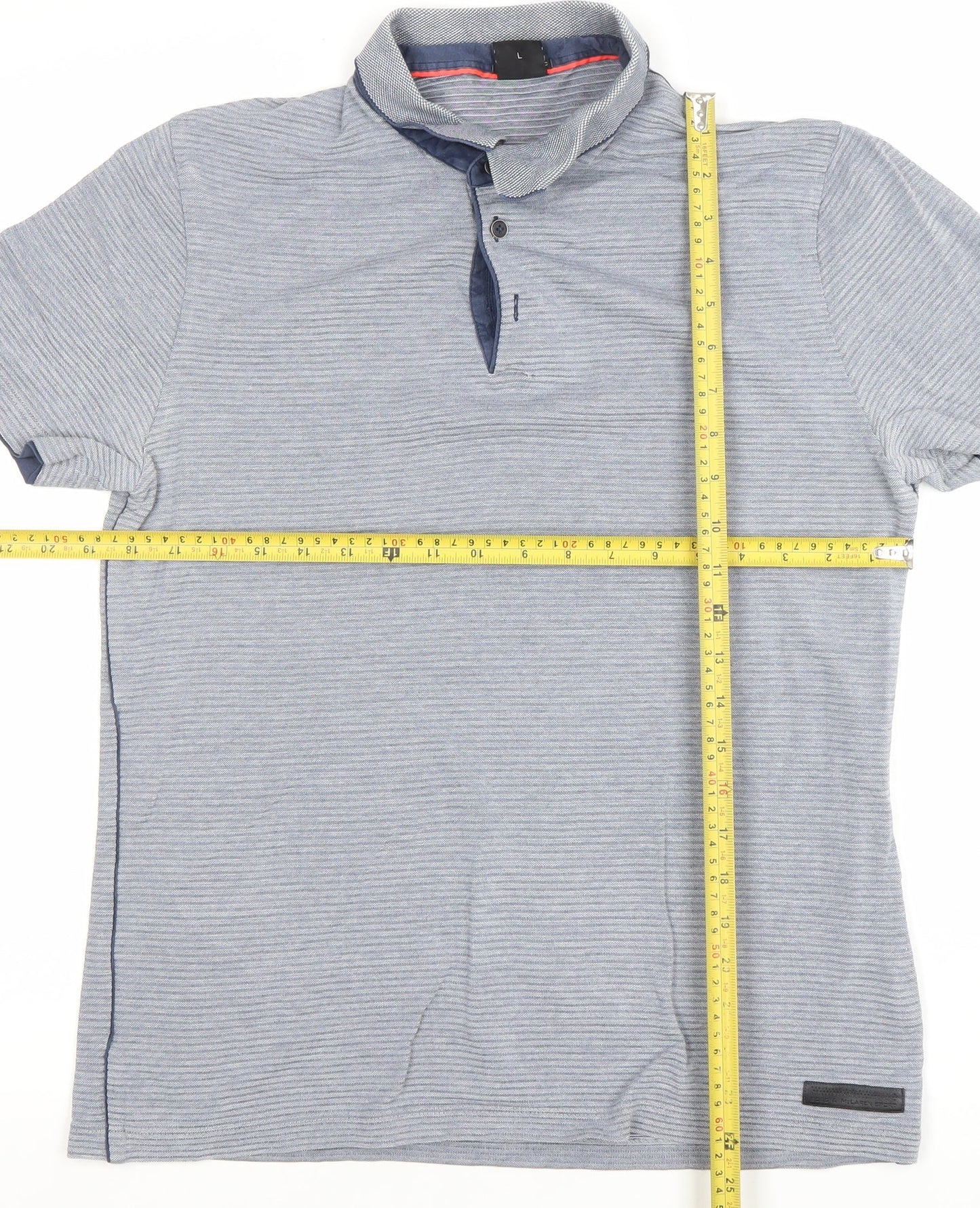 Hugo Boss Men’s Blue Striped Regular Fit Cotton Polo Shirt Size L