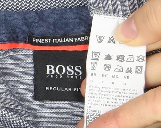 Hugo Boss Men’s Blue Striped Regular Fit Cotton Polo Shirt Size L