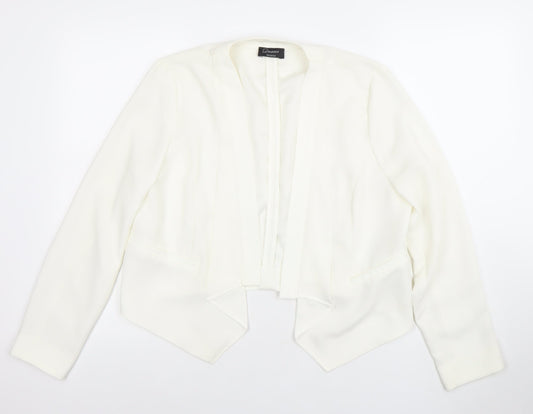 Yessica Women Ivory Cropped Blazer Jacket Size 12 Elegant Tailored