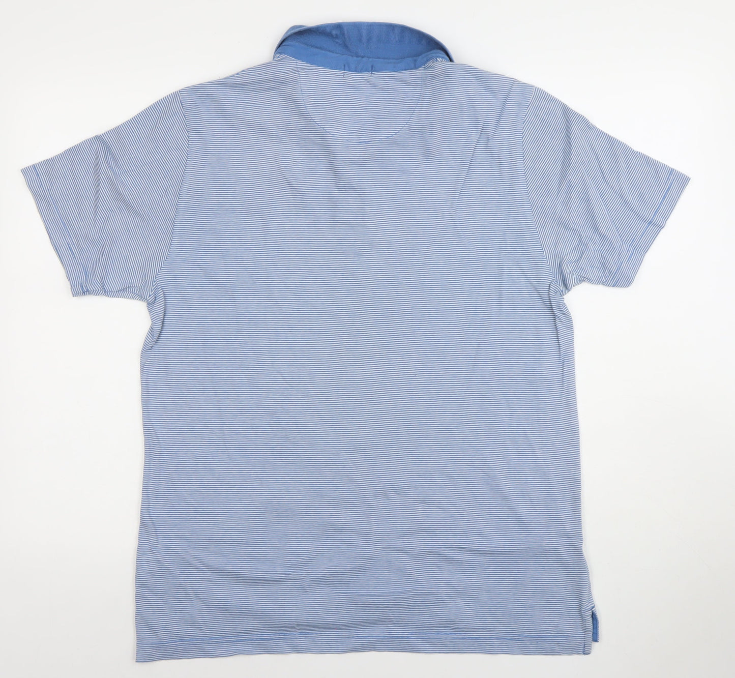 Jaeger Men's Blue Striped Cotton Polo Shirt Size M