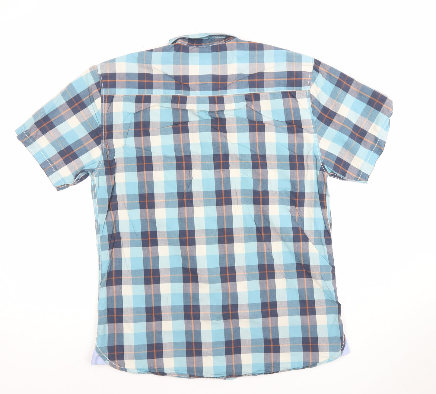 St. Bernard for Dunes Stores Men’s Blue Check Short Sleeve Cotton Shirt Size S