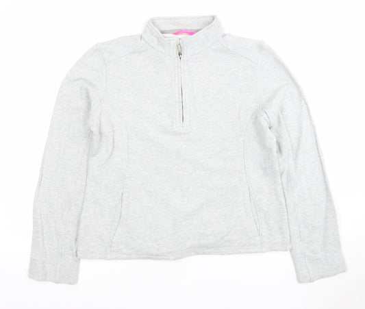 Marks and Spencer Womens Grey 1/2 Zip Cotton Sweatshirt UK 12