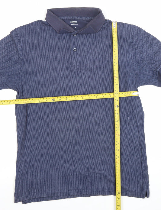Dunnes Stores Men's Blue Cotton Chevron Short Sleeve Polo Shirt Size S