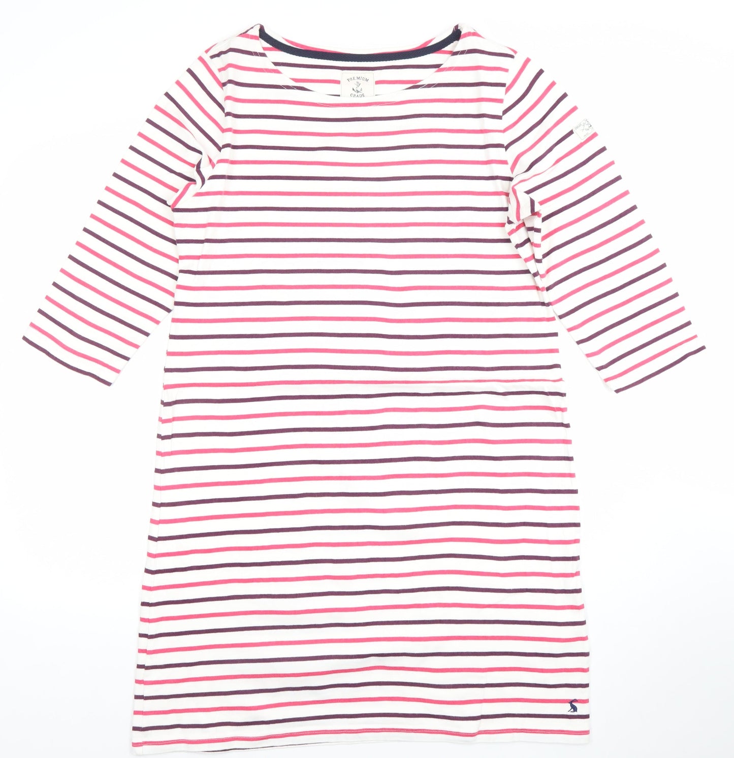 Joules Womens Multicoloured Stripe Shift Dress Size 16 3/4 Sleeve