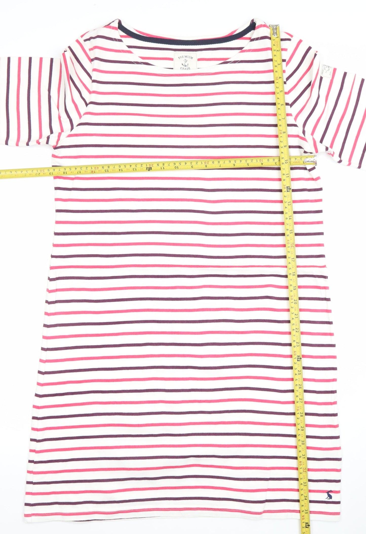 Joules Womens Multicoloured Stripe Shift Dress Size 16 3/4 Sleeve