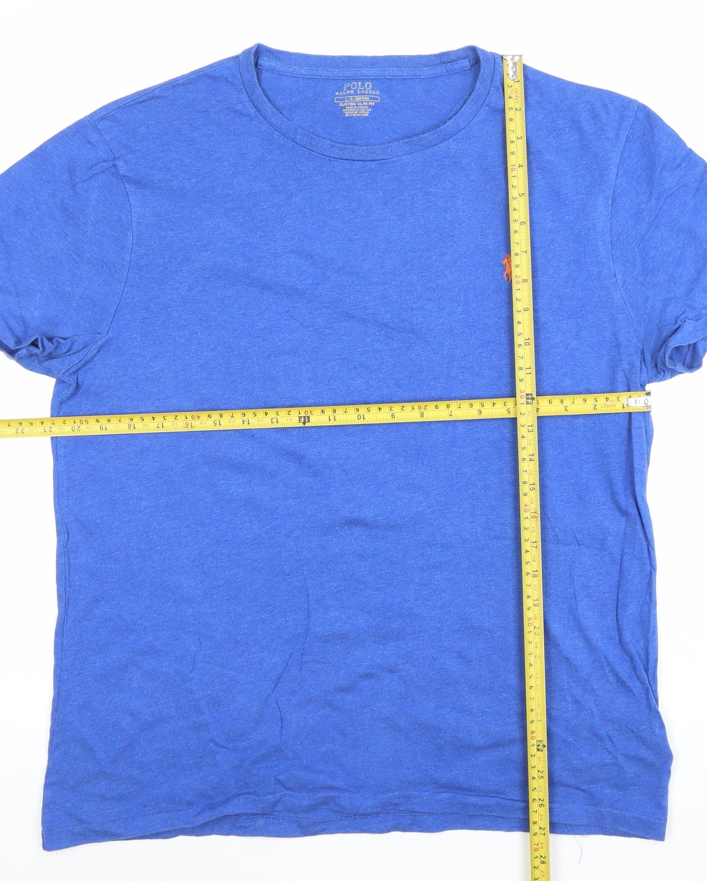 Ralph Lauren Men's Blue Cotton Slim Fit Crew Neck T-Shirt L