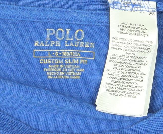 Ralph Lauren Men's Blue Cotton Slim Fit Crew Neck T-Shirt L