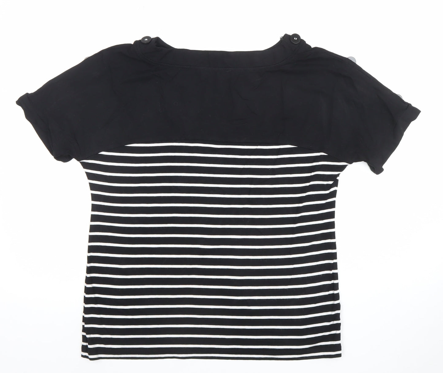 Marks and Spencer Women’s Black Striped Short Sleeve T-Shirt UK 14