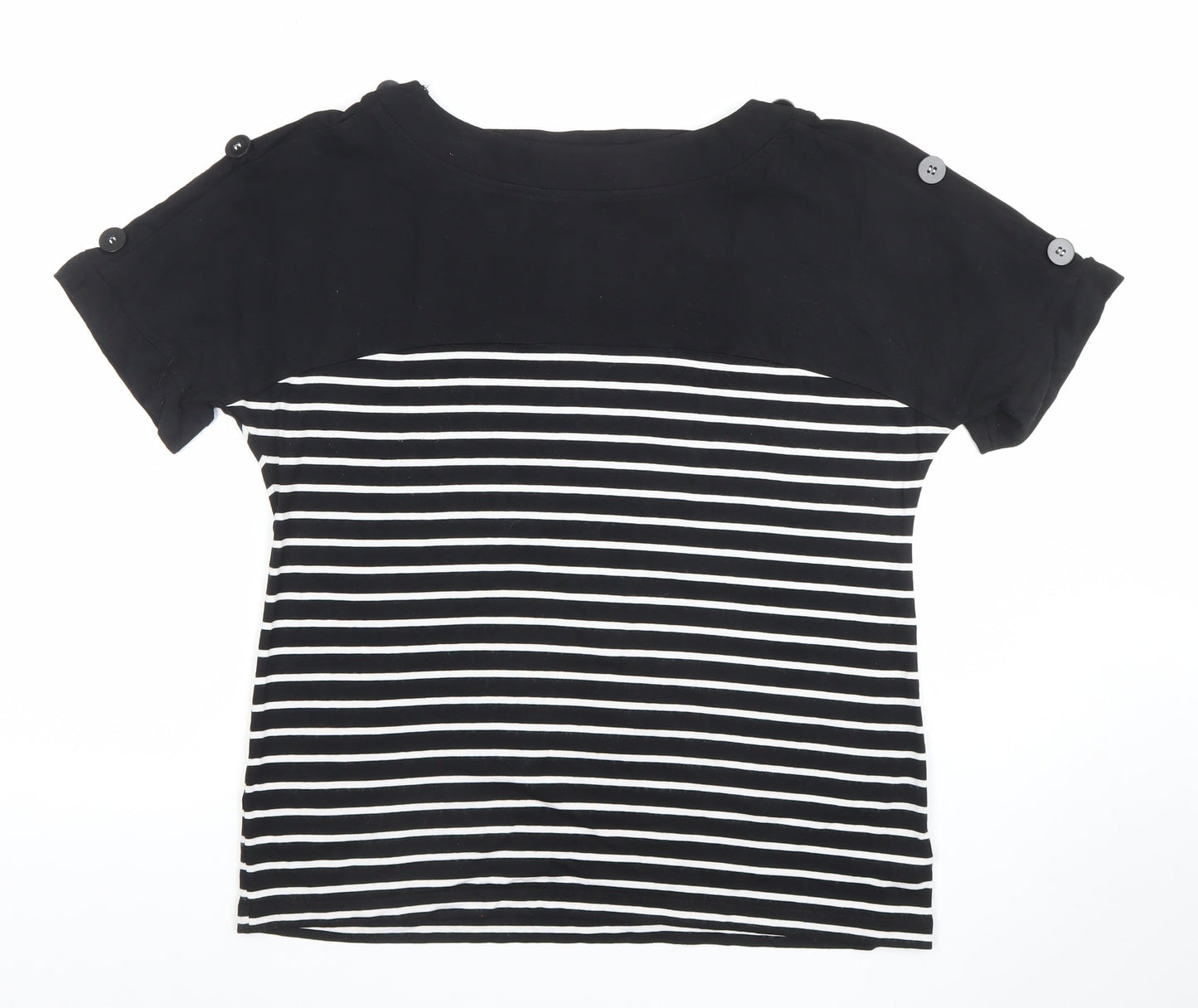 Marks and Spencer Women’s Black Striped Short Sleeve T-Shirt UK 14
