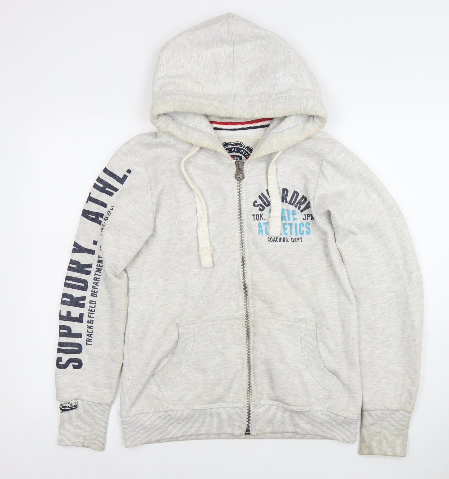 Superdry Men's Grey Full Zip Hoodie Size M Athletic Dept