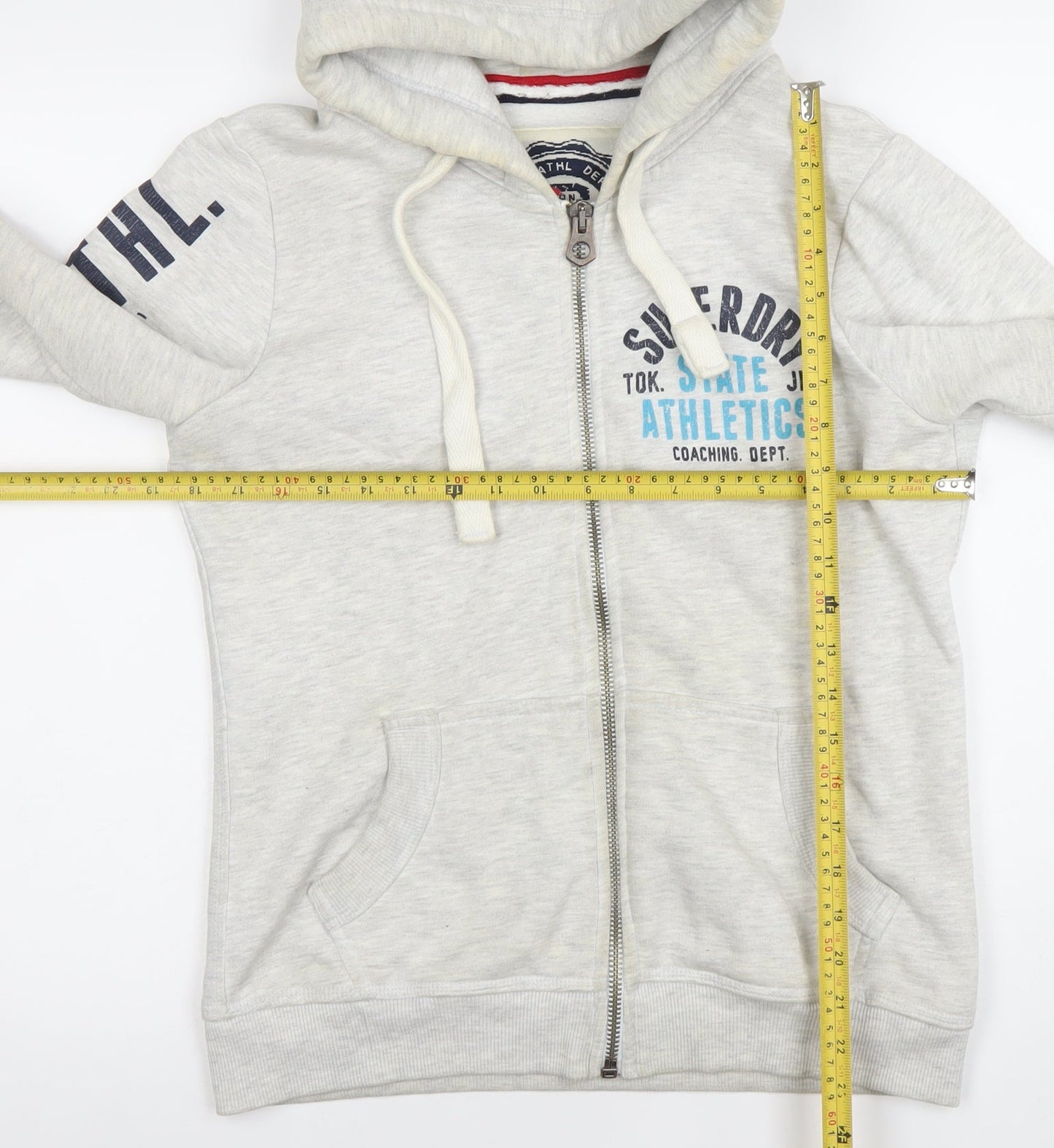 Superdry Men's Grey Full Zip Hoodie Size M Athletic Dept