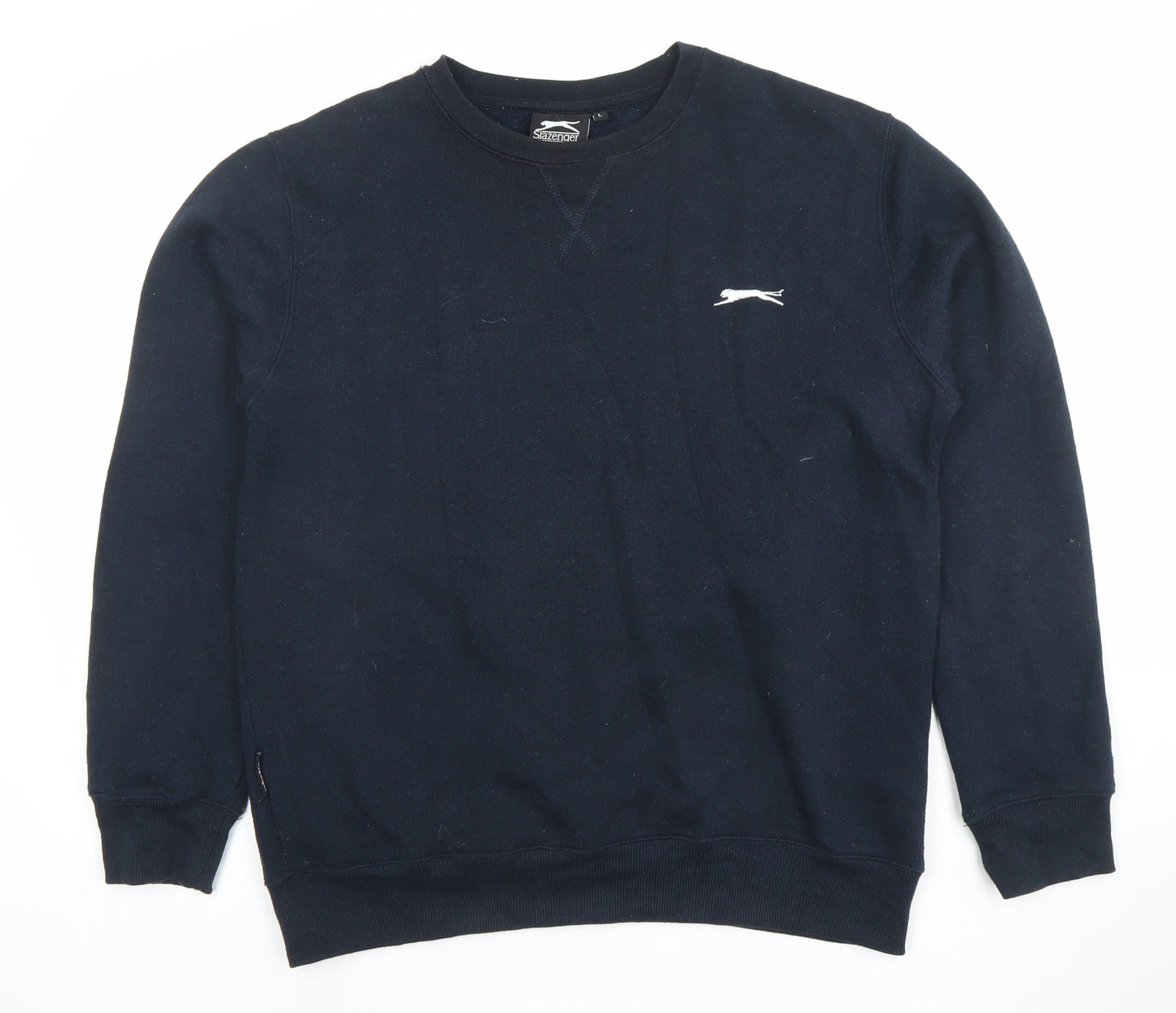 Slazenger Men's Black Sweatshirt L Crew Neck Pullover Sports Style