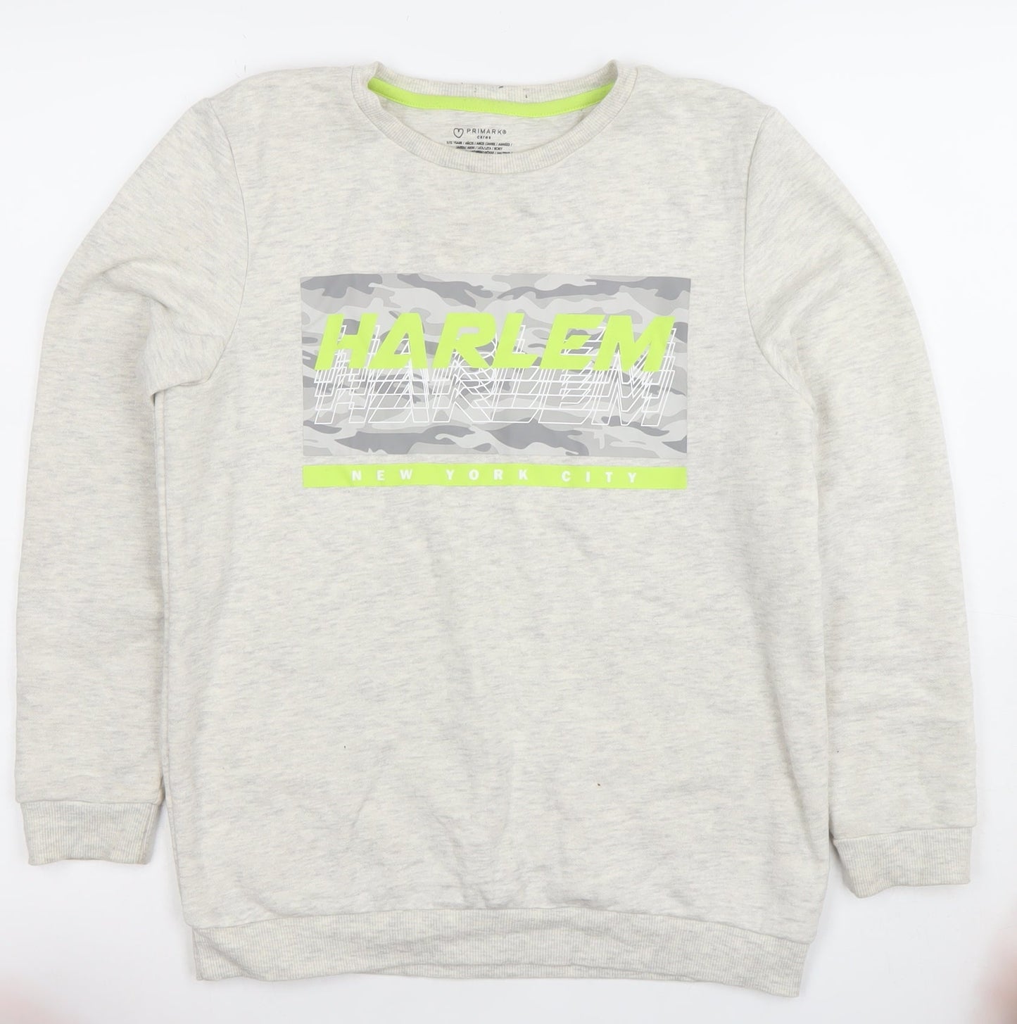 Primark Boys Beige Harlem New York City Pullover Sweatshirt Size 12 Years
