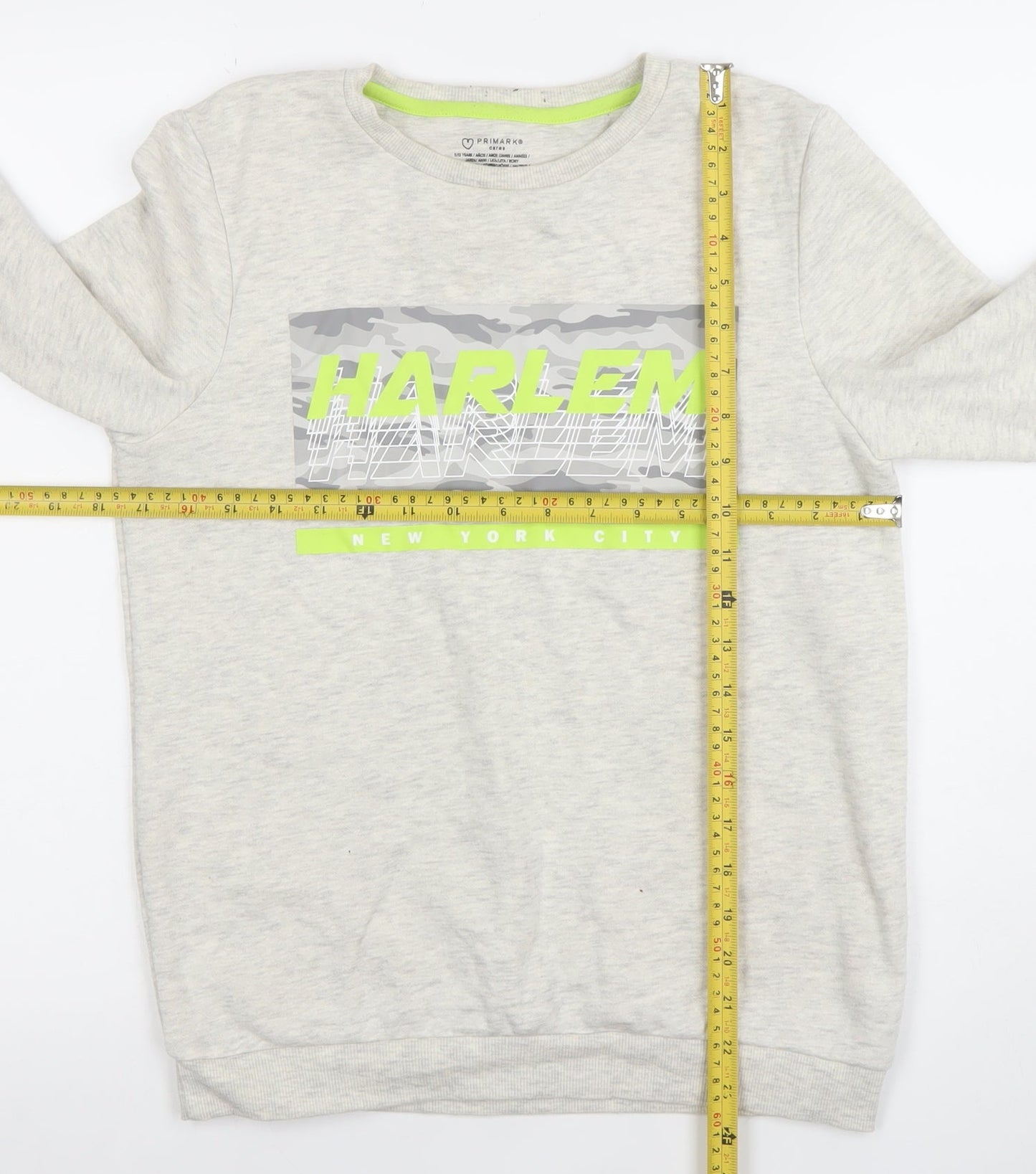 Primark Boys Beige Harlem New York City Pullover Sweatshirt Size 12 Years
