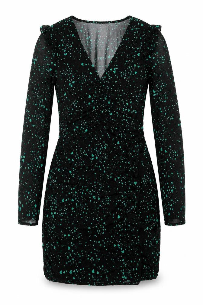 River Island Womens Black Heart Print Bodycon Mini Dress Size 8