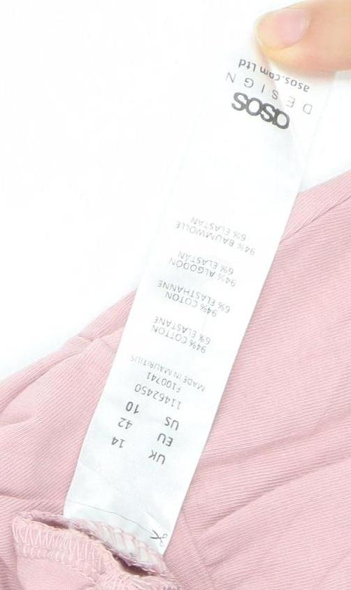 ASOS Women’s Pink Sleeveless Skater Dress Size 14 Cotton Stretch
