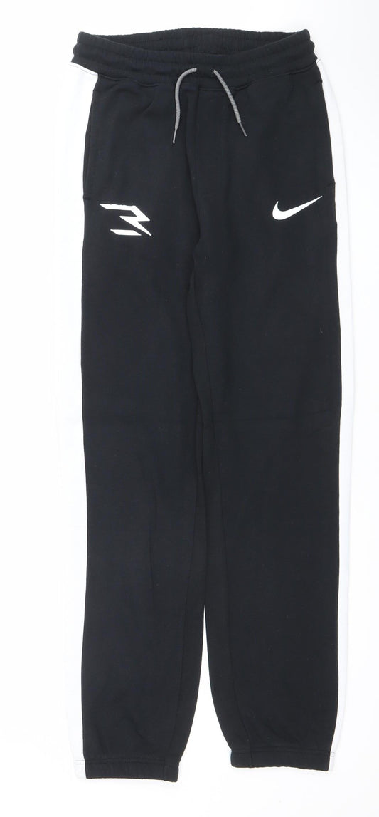 Nike Boys Black XL Jogger Activewear Trousers Cotton Blend with Side Stripe