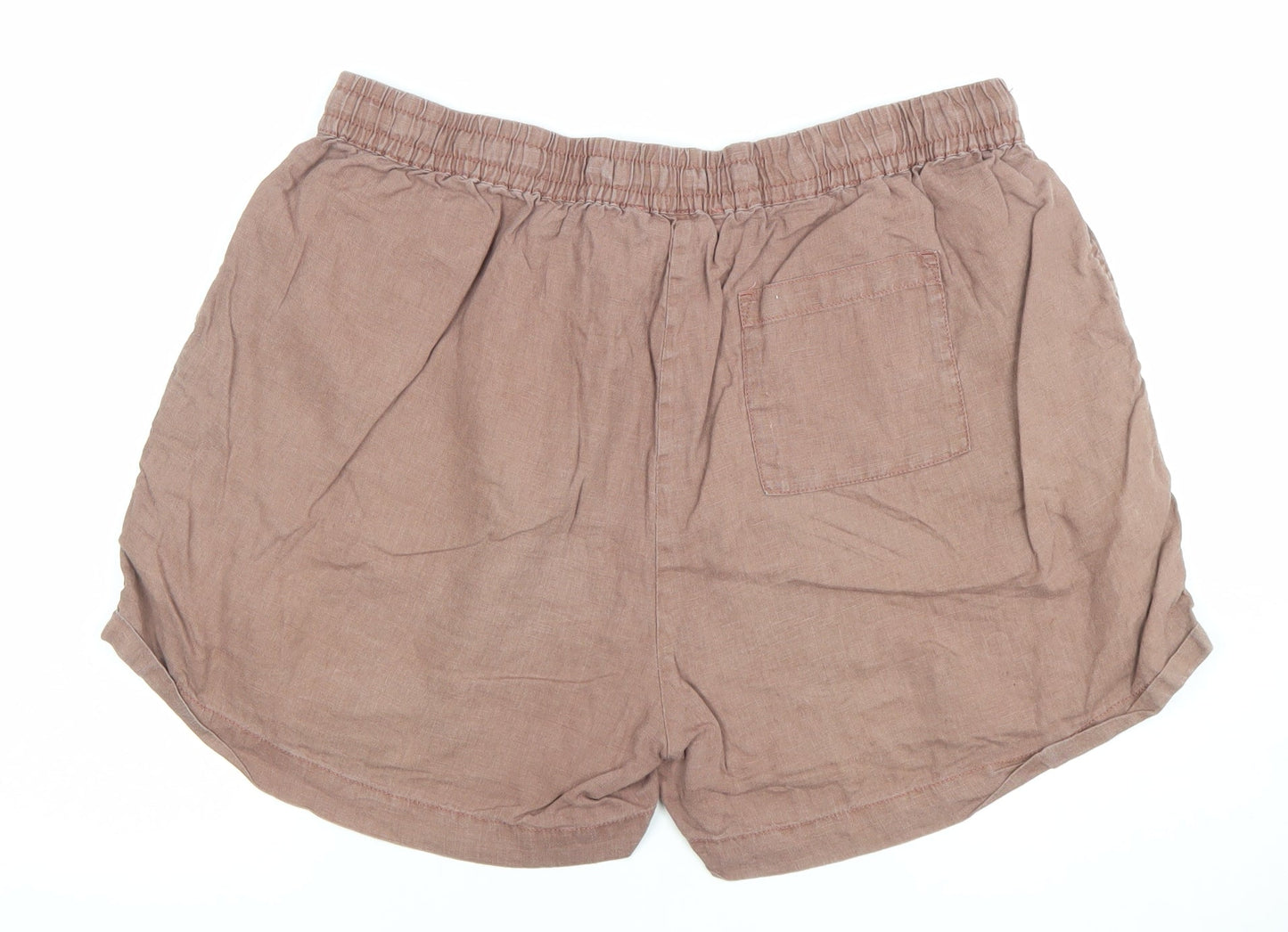 FatFace Women's Brown Linen Drawstring Shorts Size 16