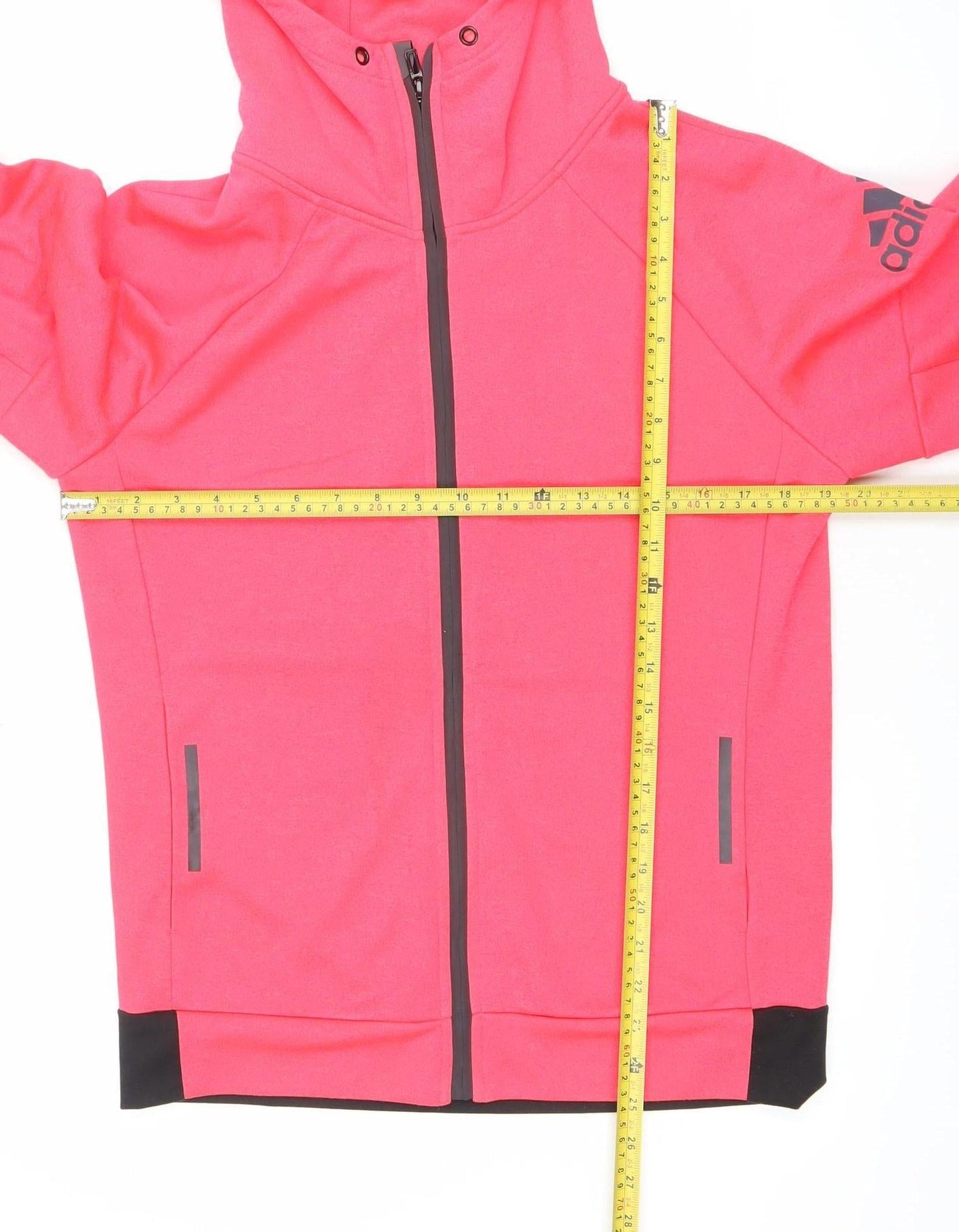 Adidas Women Pink Full Zip Hoodie Size M Polyester Hooded Sweatshirt