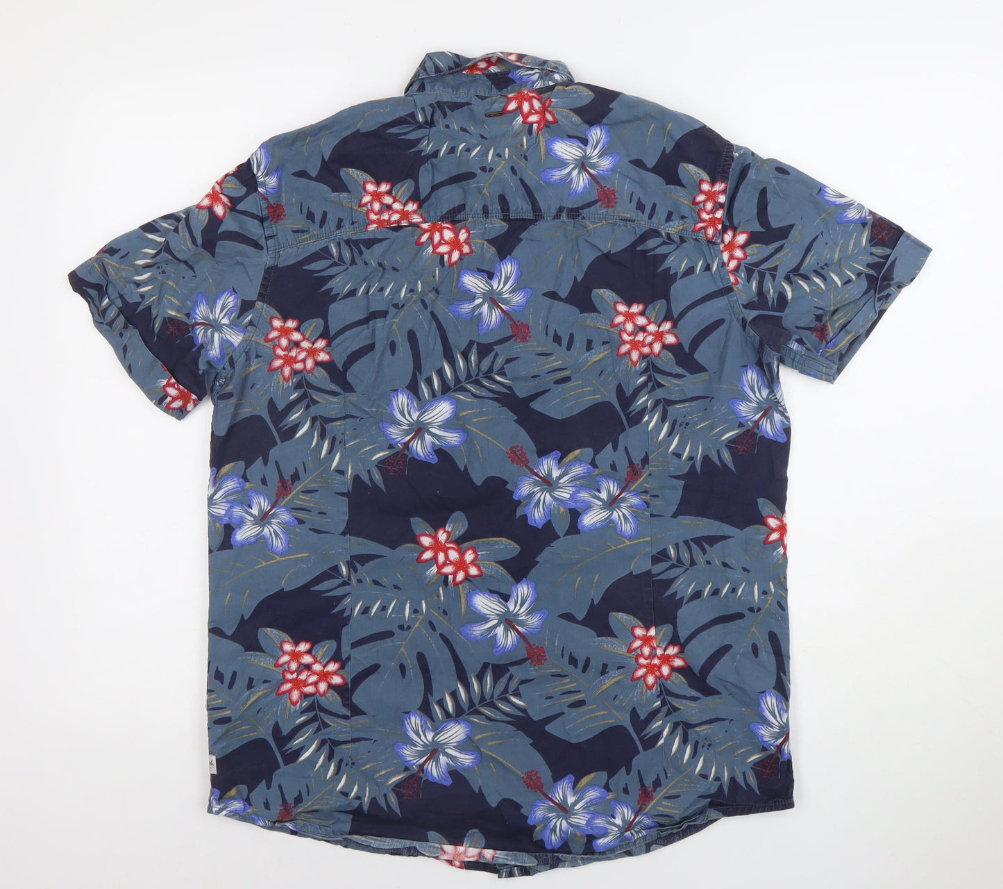 Petrol Industries Men's Blue Floral Hawaiian Regular Fit Shirt M