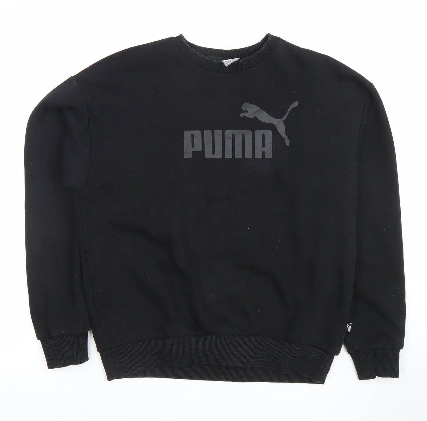 Puma Men’s Black Medium Pullover Sweatshirt Crew Neck Logo Fleece