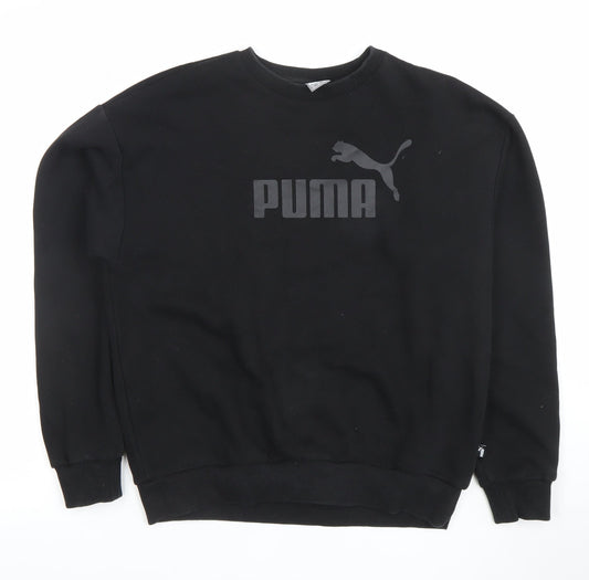 Puma Men’s Black Medium Pullover Sweatshirt Crew Neck Logo Fleece