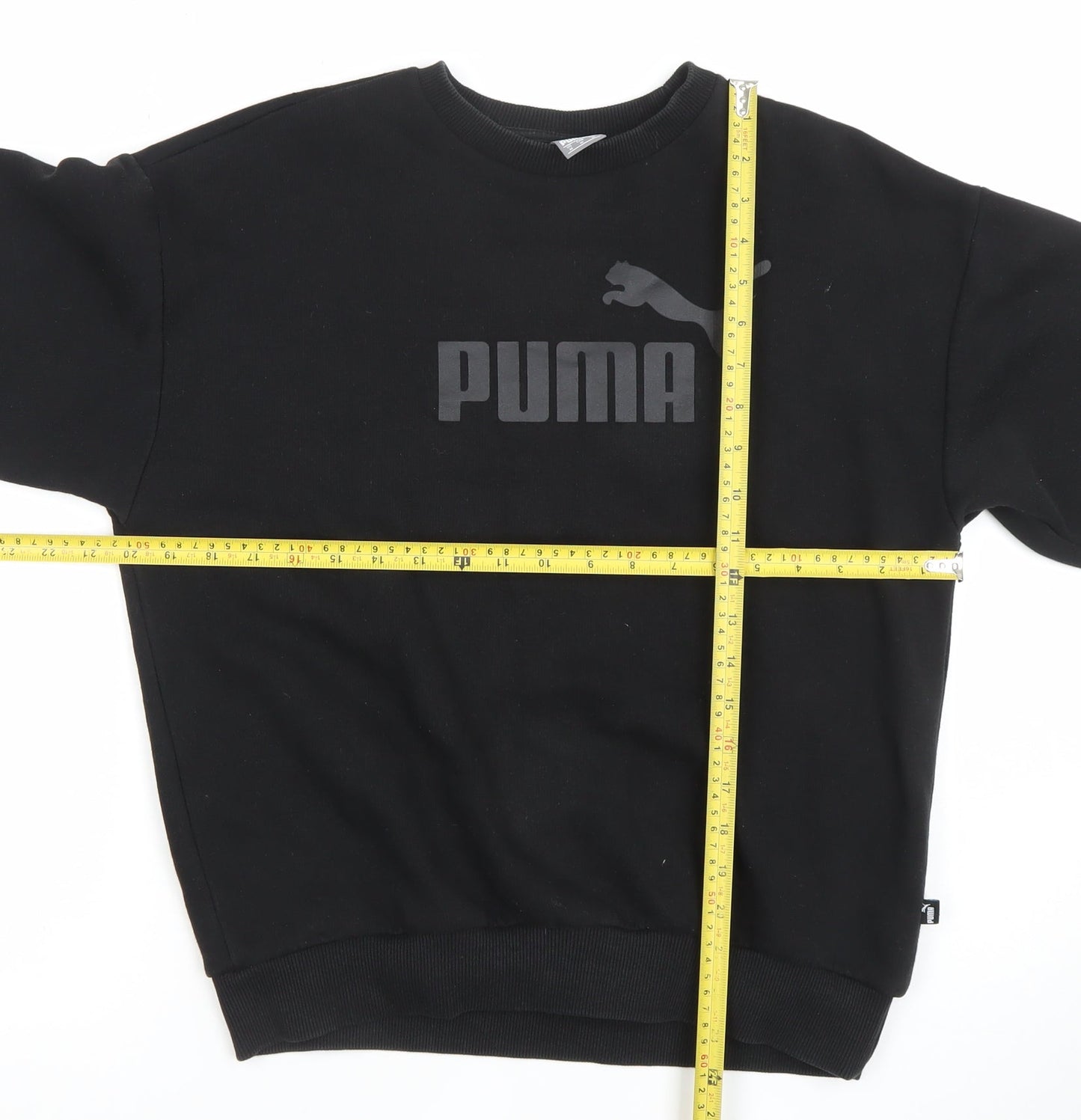 Puma Men’s Black Medium Pullover Sweatshirt Crew Neck Logo Fleece