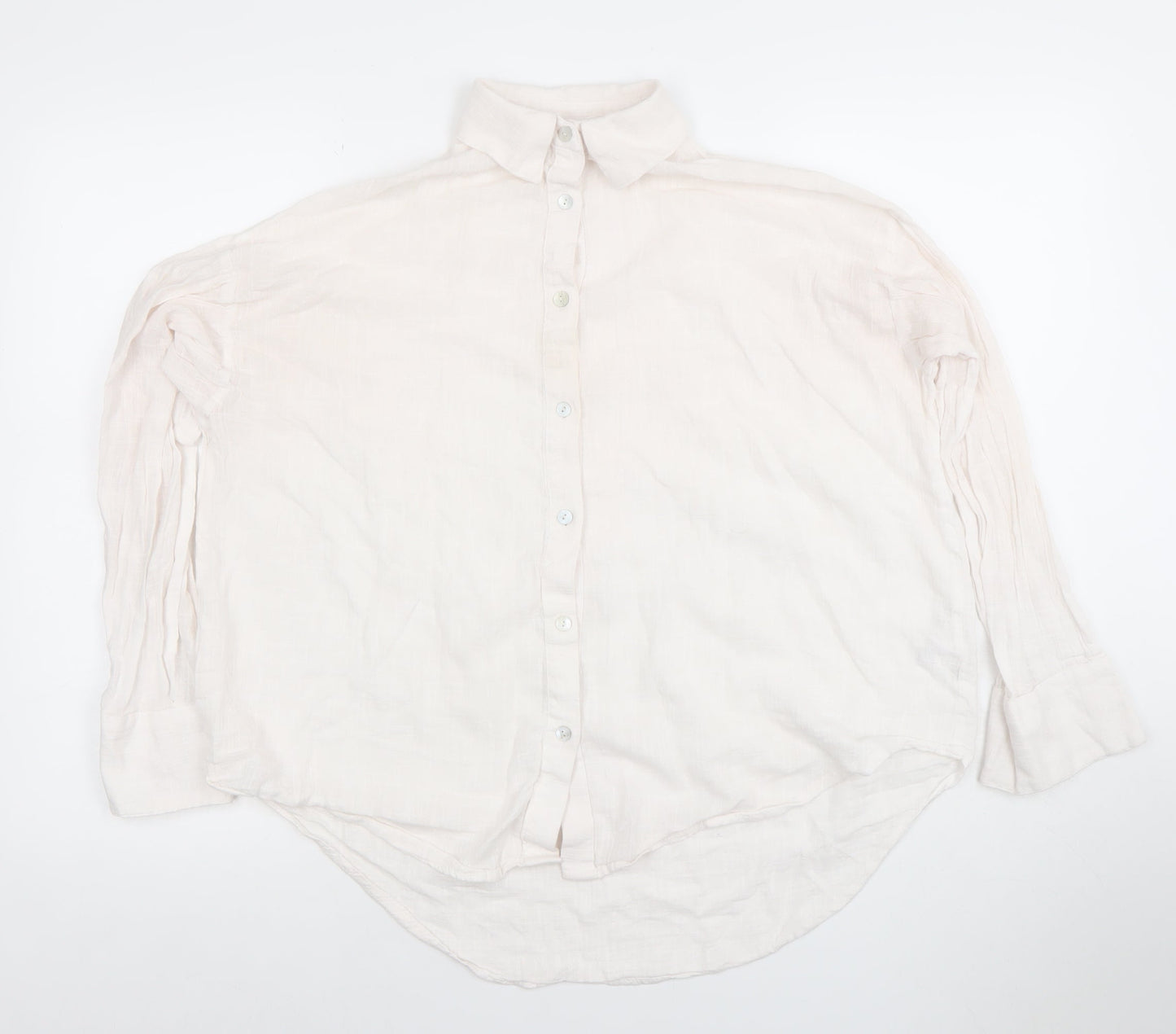 PULL&BEAR Women’s Ivory Cotton Button-Up Shirt Size S