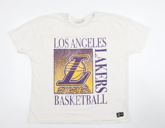 NBA Los Angeles Lakers White Women's XL T-Shirt Short Sleeve 100% Cotton
