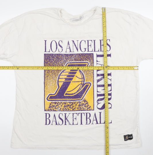 NBA Los Angeles Lakers White Women's XL T-Shirt Short Sleeve 100% Cotton