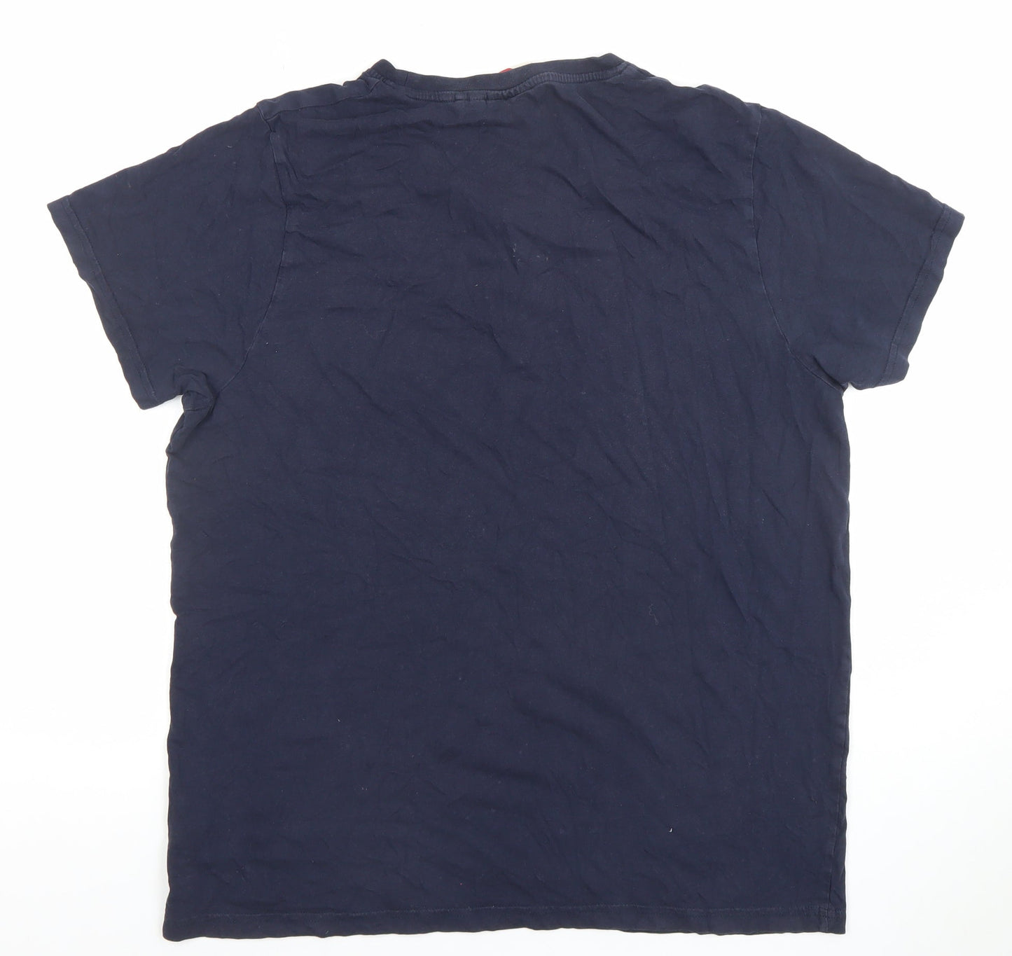 Lee Cooper Men's Blue Henley Short Sleeve Cotton T-Shirt Size L