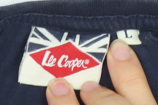 Lee Cooper Men's Blue Henley Short Sleeve Cotton T-Shirt Size L