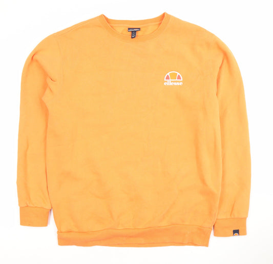 Ellesse Men's Orange Cotton Blend Crew Neck Sweatshirt Size L