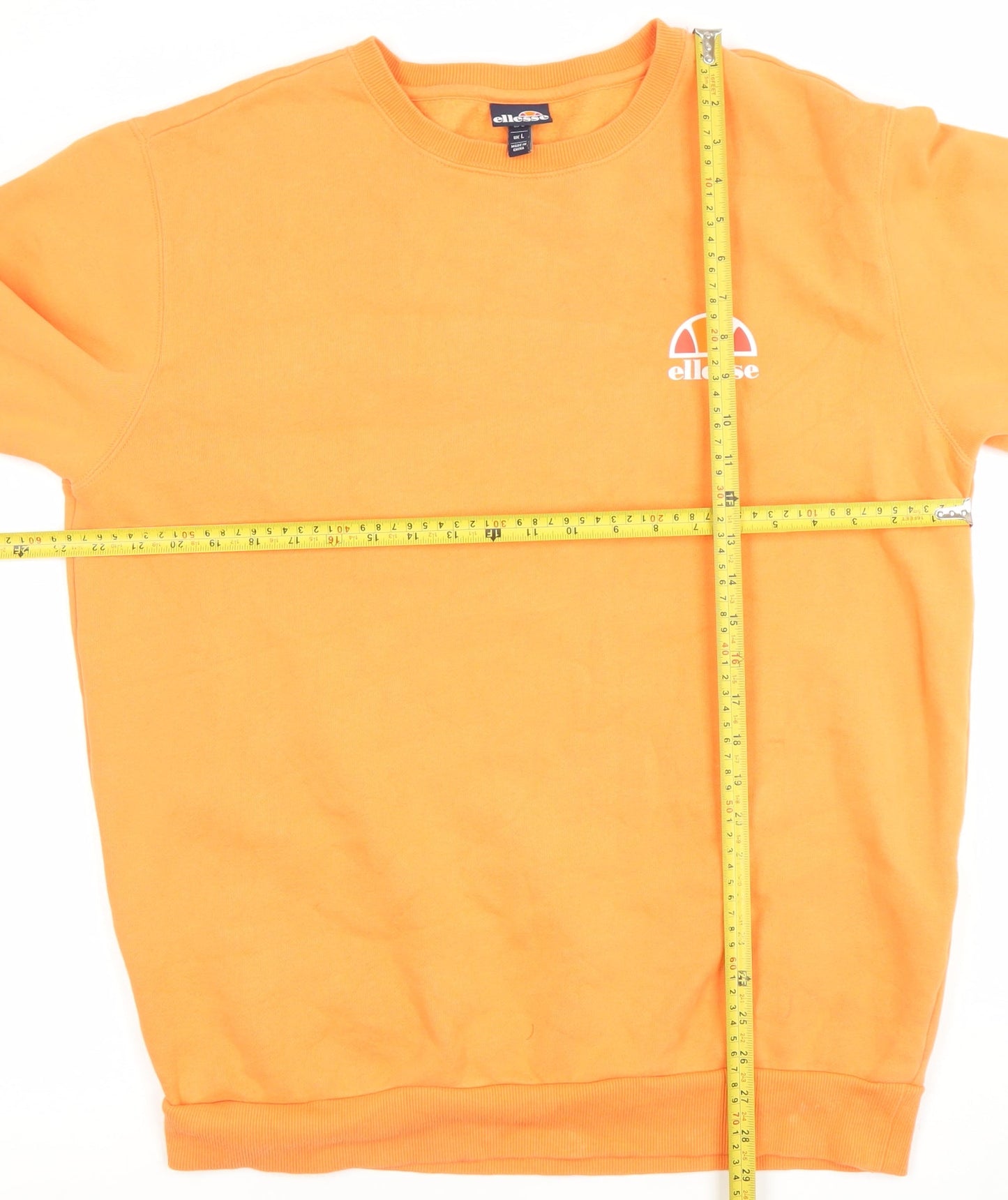 Ellesse Men's Orange Cotton Blend Crew Neck Sweatshirt Size L