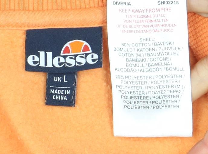 Ellesse Men's Orange Cotton Blend Crew Neck Sweatshirt Size L