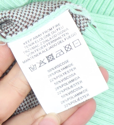 Motel Women's Green Argyle Knit Sleeveless V-Neck Vest XS
