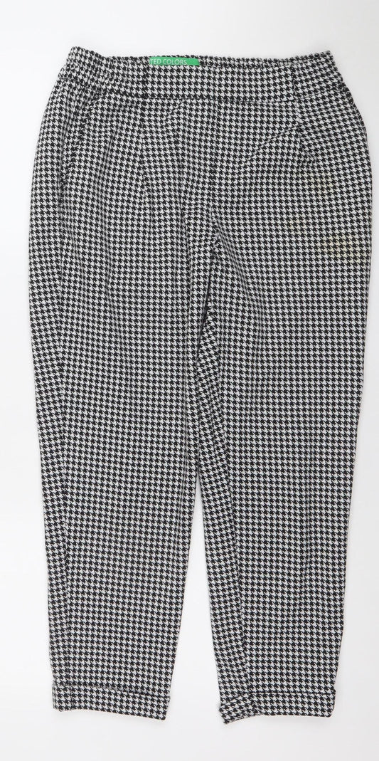 United Colors of Benetton Womens Black Houndstooth Slim Trousers S