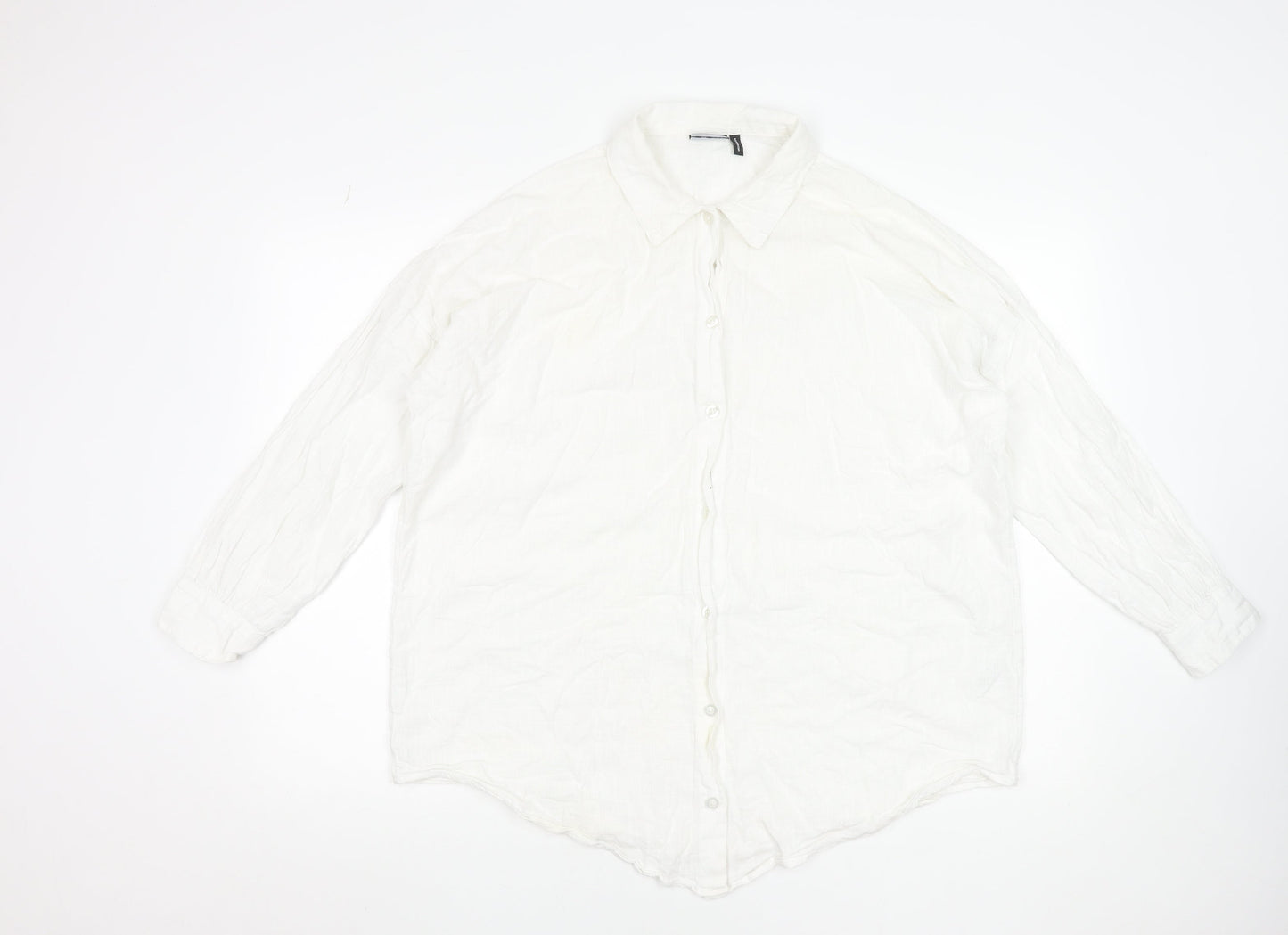 ASOS Women’s White Cotton Button-Up Long Sleeve Shirt Size 8