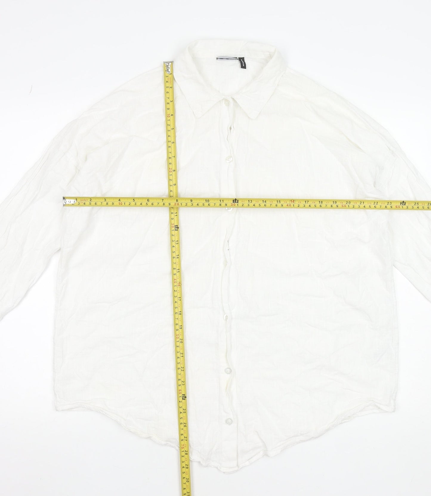 ASOS Women’s White Cotton Button-Up Long Sleeve Shirt Size 8